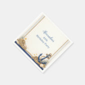 Nautical Anchor Compass Birthday スタンダードカクテルナプキン (角)