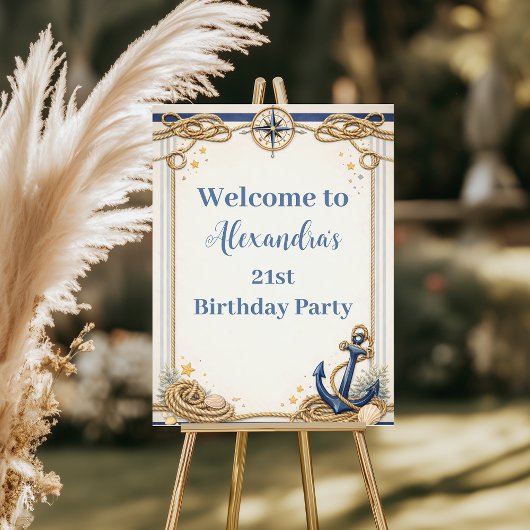 Nautical Anchor Compass Birthday 招待状