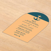 Nautical Anchor - Coral Blue - Beach Wedding アクリル招待状 (レイダウン)