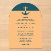 Nautical Anchor - Coral Blue - Beach Wedding アクリル招待状 (正面)