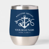 Nautical Anchor Custom Boat Name Navy Blue  (背面)