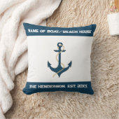 Nautical Anchor Custom Throw Pillow クッション (ブランケット)