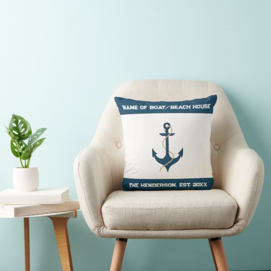 Nautical Anchor Custom Throw Pillow クッション (椅子)