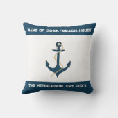 Nautical Anchor Custom Throw Pillow クッション (裏面)