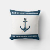 Nautical Anchor Custom Throw Pillow クッション (正面)