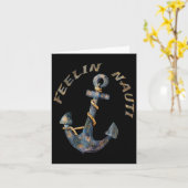 Nautical Anchor Funny Boating Sailing Feelin Nauti カード (黄色い花)