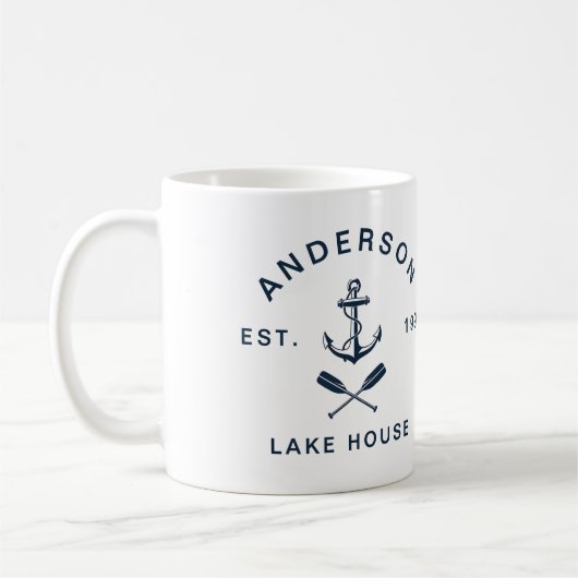Nautical Anchor Lake House: Summer Family Vacation コーヒーマグカップ (左)