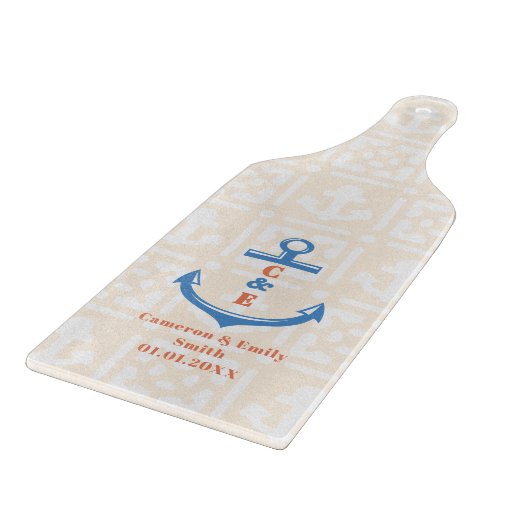 Nautical Anchor Monogrammed Paddle カッティングボード (角)