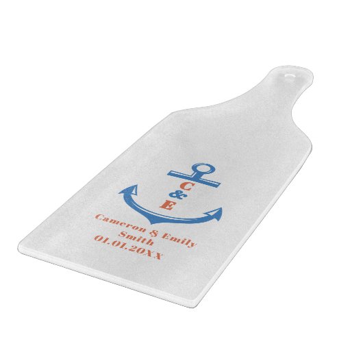 Nautical Anchor Monogrammed Paddle カッティングボード (角)