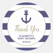 Nautical Anchor Navy Baby Shower Thank You Classic ラウンドシール (正面)