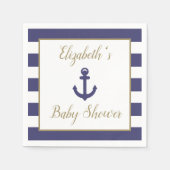 Nautical Anchor Navy Gold Boy Baby Shower スタンダードカクテルナプキン (正面)
