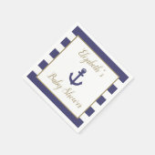 Nautical Anchor Navy Gold Boy Baby Shower スタンダードカクテルナプキン (角)