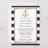 Nautical Anchor Navy Stripe Beach Bachelor Party 招待状 (正面)