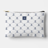 Nautical Anchor Pattern Monogram アクセサリーポーチ (正面)