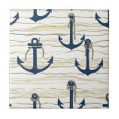 Nautical Anchor Pattern on Driftwood (1) タイル (正面)