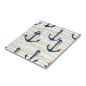 Nautical Anchor Pattern on Driftwood (1) タイル (側面)