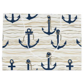 Nautical Anchor Pattern on Driftwood (1) ラージペーパーバッグ (裏面)