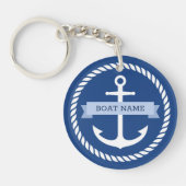 Nautical anchor rope border boat name keys キーホルダー (正面)