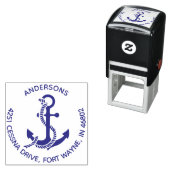 Nautical Anchor Round Family Return Address Stamp セルフインキングスタンプ (インサイチュ)