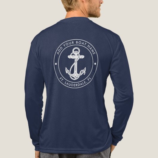 Nautical Anchor Sailing Boat Name Custom トライブレンドＴシャツ (背面)
