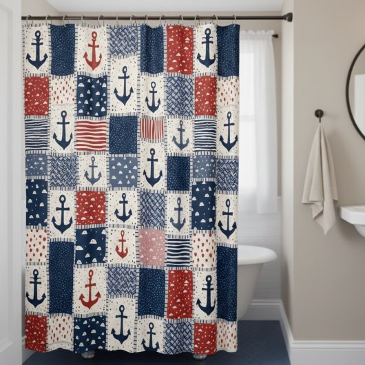 Nautical Anchor Shower Curtain シャワーカーテン