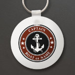 Nautical Anchor Stars & Rope Captain Name or Boat キーホルダー<br><div class="desc">A personalized nautical themed keychain with "Captain" (or other desired title or rank) and your name, boat name or other text as needed. This unique design features a custom made vintage boat anchor with rope and stars accented with regal black, deep red and white colors. Makes a great gift for...</div>