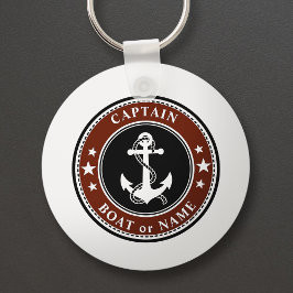 Nautical Anchor Stars & Rope Captain Name or Boat キーホルダー