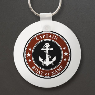 Nautical Anchor Stars & Rope Captain Name or Boat キーホルダー