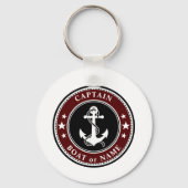 Nautical Anchor Stars & Rope Captain Name or Boat キーホルダー (裏面)
