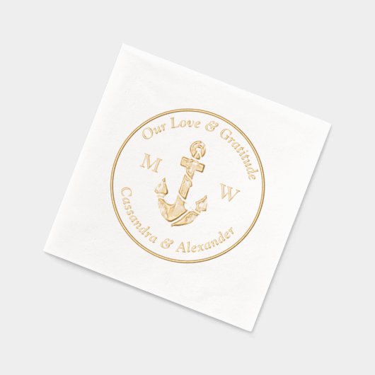 Nautical Anchor Wedding 箔ナプキン (左)