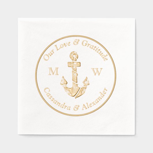 Nautical Anchor Wedding 箔ナプキン (正面)