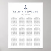 Nautical Anchor Wedding Seating Chart ポスター (正面)
