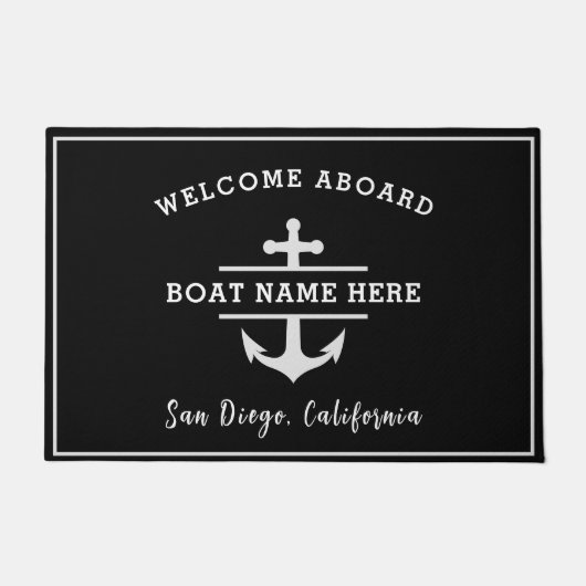 Nautical Anchor Welcome Aboard Personalized ドアマット (正面)