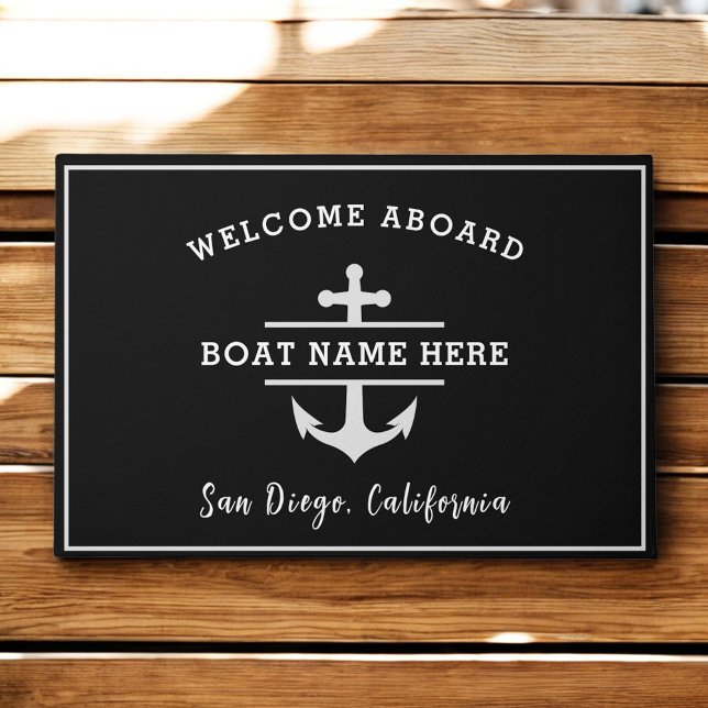 Nautical Anchor Welcome Aboard Personalized ドアマット (クリエイターアップロード済み)