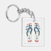 Nautical Anchors and Stripes Flip Fops キーホルダー (正面左)