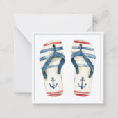 Nautical Anchors and Stripes Flip Fops ノートカード (正面)