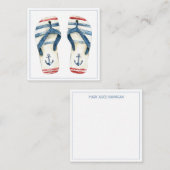 Nautical Anchors and Stripes Flip Fops ノートカード (正面/裏面)