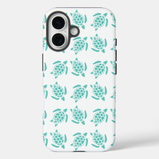 Nautical Aqua Blue Sea Turtle Pattern iPhone 16ケース