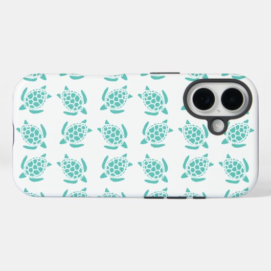 Nautical Aqua Blue Sea Turtle Pattern  Case-Mate iPhoneケース (裏面 (横))