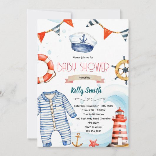 Nautical baby shower invitation 招待状 (正面)