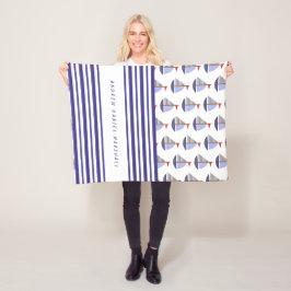 Nautical Baby's Boat Names Stripes フリースブランケット