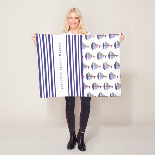 Nautical Baby's Boat Names Stripes フリースブランケット (インサイチュ)