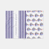 Nautical Baby's Boat Names Stripes フリースブランケット (正面(横))