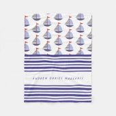 Nautical Baby's Boat Names Stripes フリースブランケット (正面)