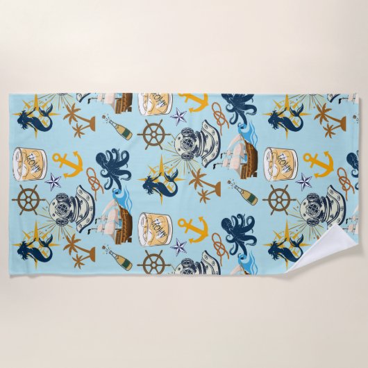 Nautical Bachelor Party ビーチタオル (正面)