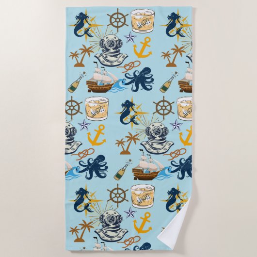 Nautical Bachelor Party ビーチタオル (正面)
