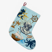  Nautical Bachelor Party ラージクリスマスストッキング (正面 (吊り時))