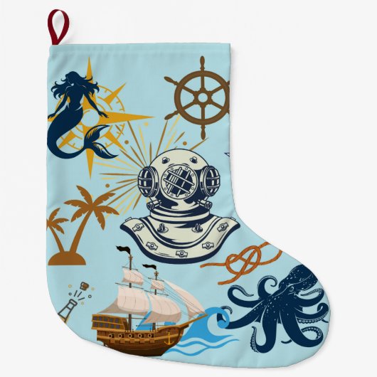  Nautical Bachelor Party ラージクリスマスストッキング (正面)