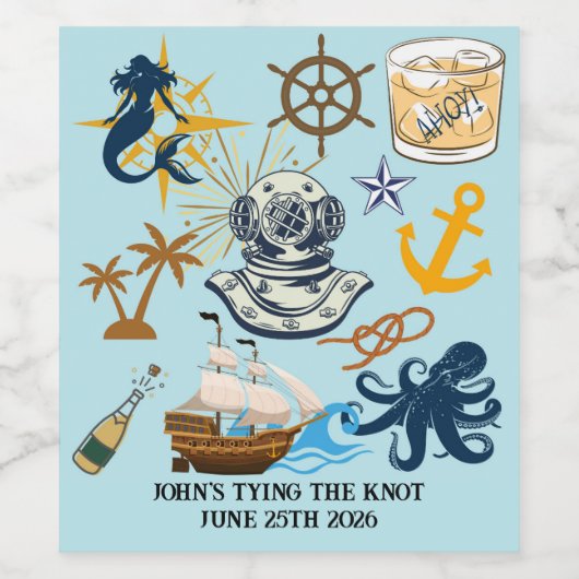  Nautical Bachelor Party ワインラベル (シングルラベル)