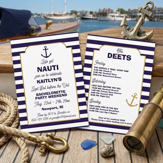 Nautical Bachelorette Party Weekend Itinerary 招待状